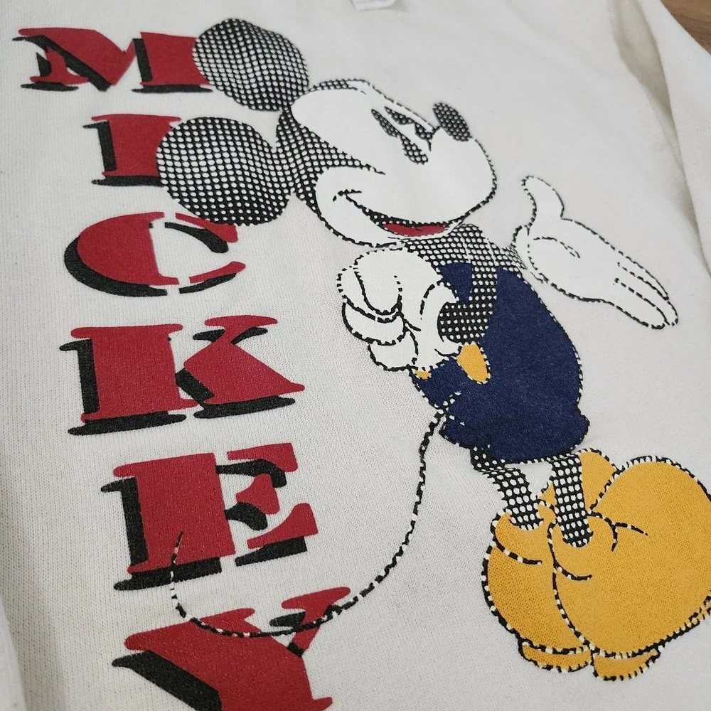 VTG 90s Disney Mickey Mouse Graphic Big Logo Crewneck Sweatshirt Sz Youth Medium